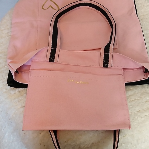 VICTORIA'S Secret Black Pink & Gold Love Made Me Do It Tote Bag - Picture 5 of 9